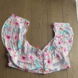 Tropical Print High-Waisted Bikini Bottoms